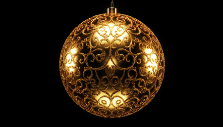 Christmas card with gold ballの素材