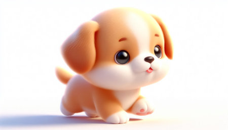 Funny cartoon of a puppy on white backgroundの素材