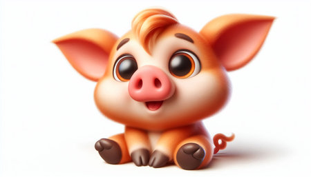 3D funny pig cartoon illustrationの素材