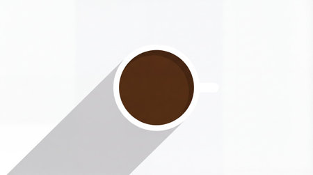 Illustration with coffee cup isolated on white background, top viewの素材