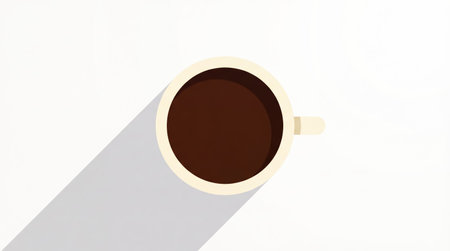 Illustration with coffee cup isolated on white background, top viewの素材