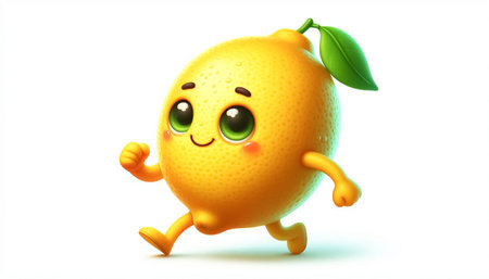 3D funny lemon cartoon illustrationの素材
