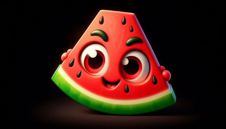 Funny 3D adorable watermelon cartoonの素材
