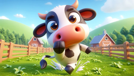 3D funny baby cow cartoonの素材