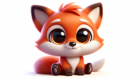 Funny cartoon of a fox on white backgroundの素材