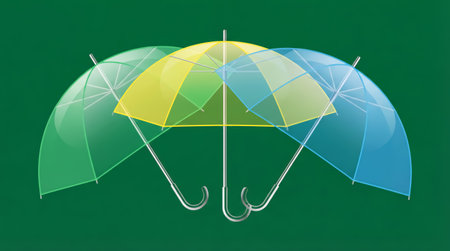Colorful transparent umbrellas illustration for the rainの素材