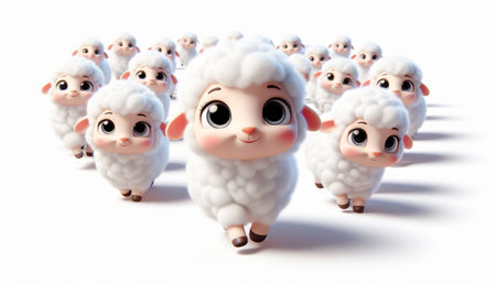 Sheep on white background with clipping path and shadowの素材