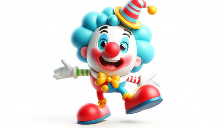 Illustration of a cute, adorable 3D clown cartoonの素材