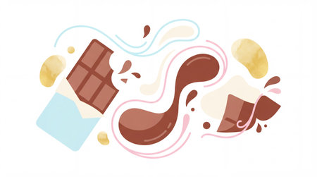 Abstract chocolate bar design illustration in pastel tonesの素材