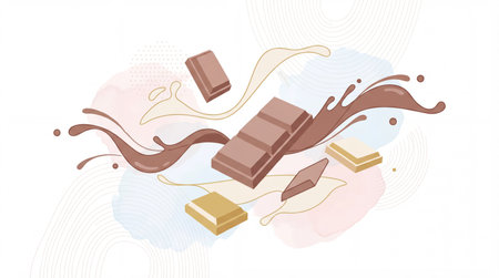 Abstract chocolate bar design illustration in pastel tonesの素材
