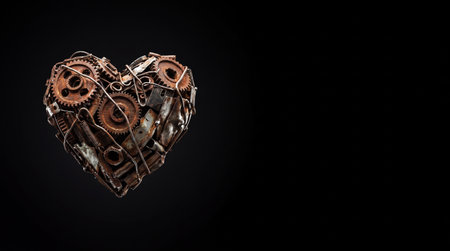 Heart formed from pieces of metal symbolizing Valentine's Dayの素材