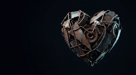 Heart formed from pieces of metal symbolizing Valentine's Dayの素材