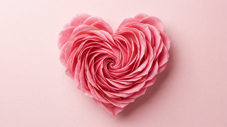 Heart formed by pink rose petals for a happy Valentine's Dayの素材