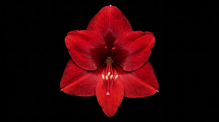 Isolated amaryllis on black background. Spring timeの素材