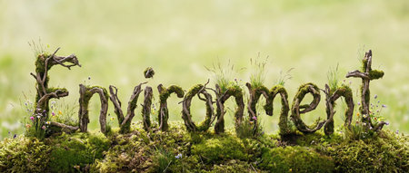 Environment word formed by plants and tree trunks. International Earth Dayの素材