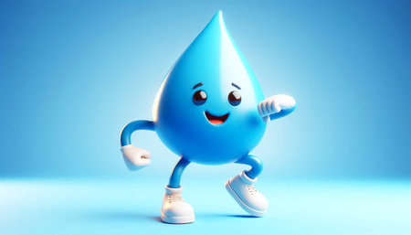 Water drops cartoon. Draws attention to climate change and water scarcity. World Water Dayの素材