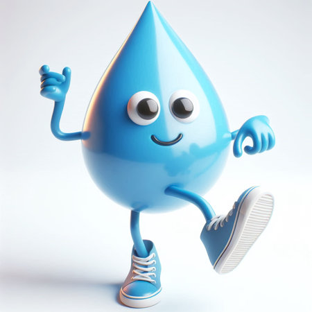 Water drops cartoon. Draws attention to climate change and water scarcity. World Water Dayの素材