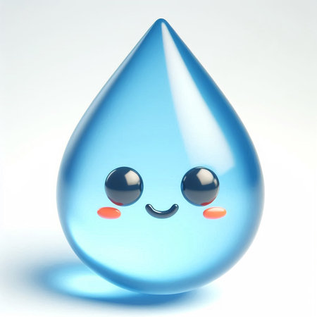 Funny water drop cartoon. World Water Dayの素材