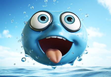 Funny water drop cartoon. World Water Dayの素材