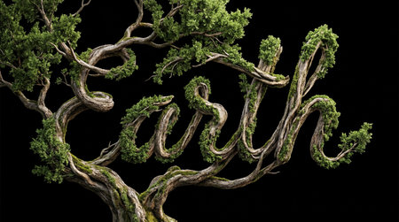 Earth word formed by the tree branches and leaves. World Tree Dayの素材