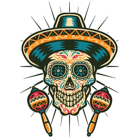 Vector illustration of mexican sugar skullのイラスト素材