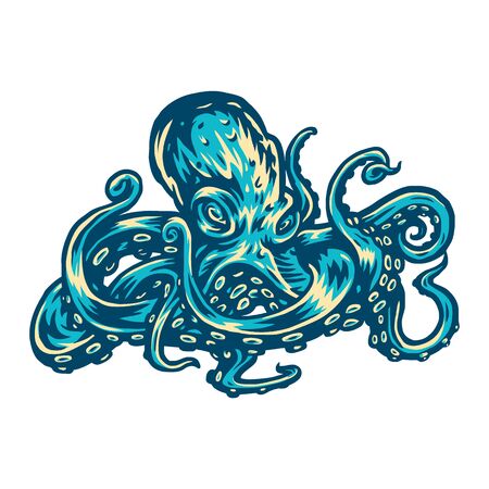 Vector illustration of octopus use three colorsのイラスト素材