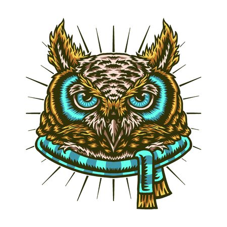 Vector illustration of owl winterのイラスト素材