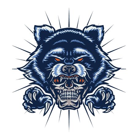 Vector illustration of racoon skullのイラスト素材