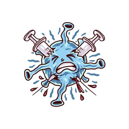 Illustrations concept coronavirus COVID-19, hand drawn line with digital color, vector illustrationのイラスト素材