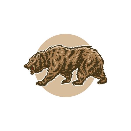 Vector illustration of bear, hand drawn line with digital color, vector illustrationのイラスト素材