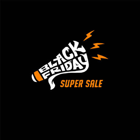Black Friday Sale handmade lettering, megaphone shape, vector illustrationのイラスト素材
