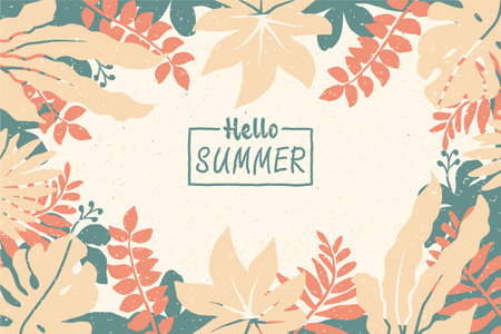 Hello summer background, vector illustrationのイラスト素材