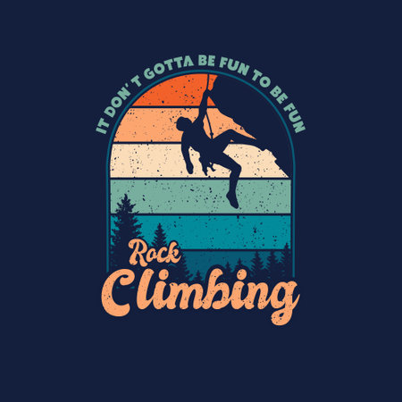 Rock climbing t shirt graphic design, hand drawn line style with digital color, vector illustrationのイラスト素材