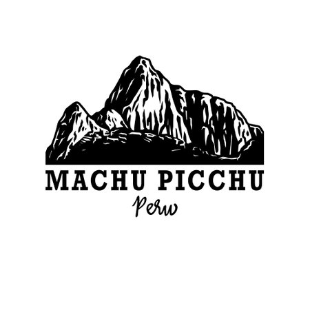 Logo drawing of machu picchu peru, vector illustrationのイラスト素材