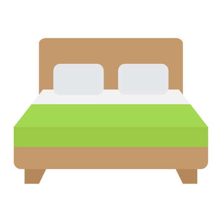 Double bed flat icon, Furniture and interiorのイラスト素材