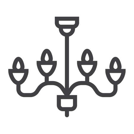 Chandelier line icon, Furniture and interiorのイラスト素材