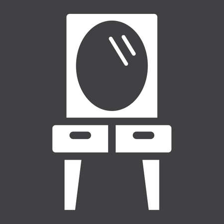 Mirror with table solid icon, Furniture interiorのイラスト素材
