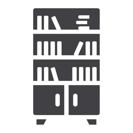 Bookshelf solid icon, Furniture and interiorのイラスト素材