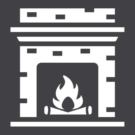 Fireplace solid icon, Furniture and interiorのイラスト素材