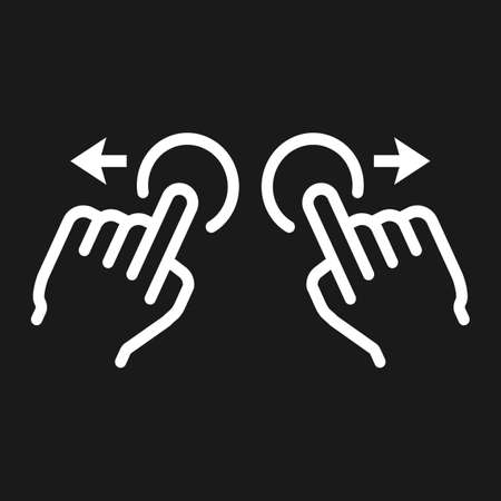 Two hand zoom in line icon, touch and gestureのイラスト素材