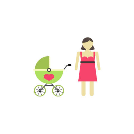 Woman with pram iconのイラスト素材