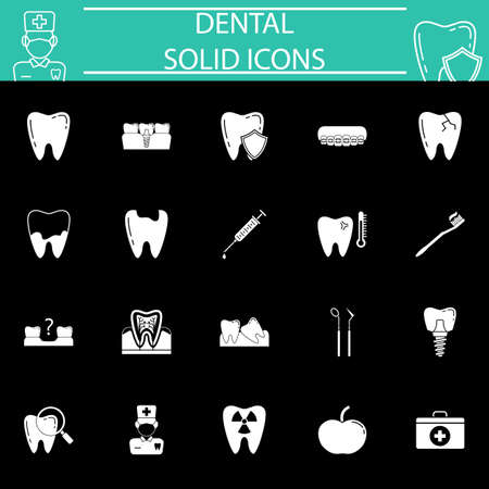 Dental solid icon setのイラスト素材