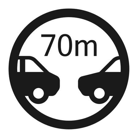 Minimum distance 70m line icon, Traffic and road sign, vector graphics.のイラスト素材