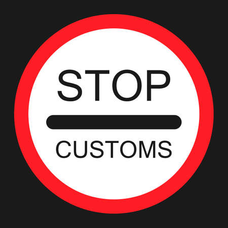 stop customs sign flat icon, Traffic and road sign, vector graphics, a solid pattern on a black...
