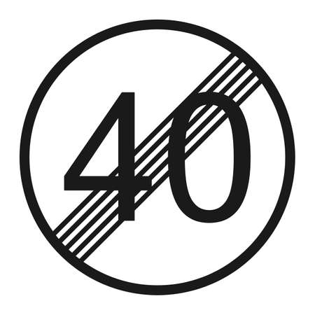 End maximum speed limit 40 sign line icon, Traffic and road sign, vector graphics, a solid pattern on a white background, eps 10.のイラスト素材