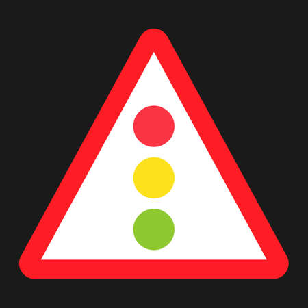 Traffic signal ahead sign flat icon, Traffic and road sign, vector graphics, a solid pattern on a black background, eps 10のイラスト素材