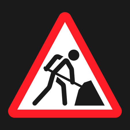 Road works sign flat icon, Traffic and road sign, vector graphics, a solid pattern on a black background, eps 10のイラスト素材