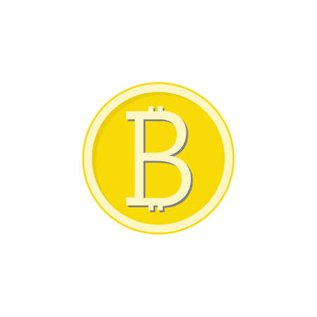 Gold bitcoin flat icon, finance and business, bitcoin sign vector graphics, a colorful solid pattern on a white background, eps 10.のイラスト素材