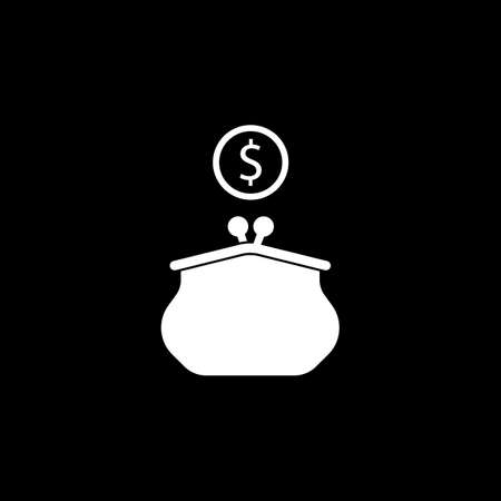 Purse with dollar coin solid icon, finance and business, wallet sign vector graphics, a filled pattern on a white background, eps 10.のイラスト素材