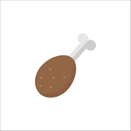 chicken thigh flat icon, food drink elements, fried food sign, a colorful solid pattern on a white background, eps 10.のイラスト素材